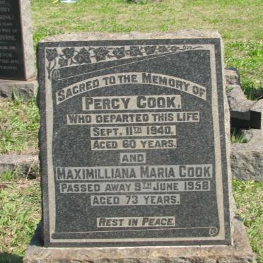 COOK Percy -1940 &amp; Maximilliana Maria -1958
