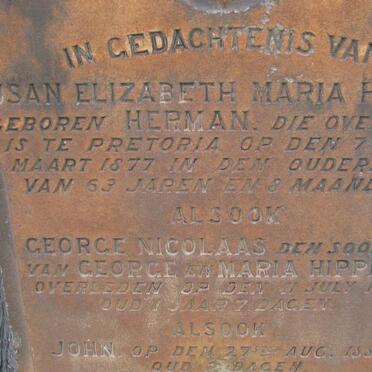 HIPPERT Susan Elizabeth Maria nee HERMAN -1877