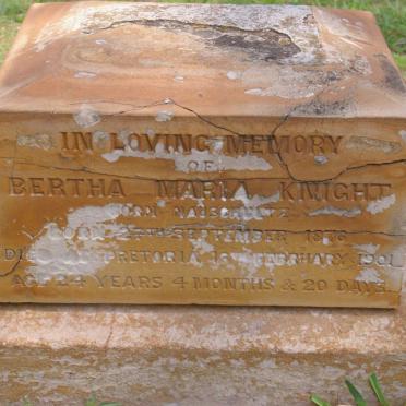 KNIGHT Bertha Maria nee NAUSCH??TZ 1876-1901