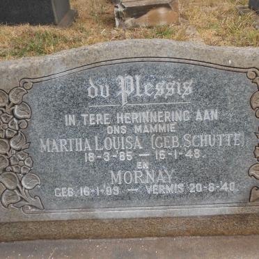 PLESSIS Martha Louisa, du nee SCHUTTE 1885-1948 :: DU PLESSIS Mornay 1909-1940
