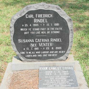RINDEL Carl Friedrich 1905-1981 &amp; Susanna Catrina VENTER 1915-2005  :: COOKE Ryan Ernest 1982-1991