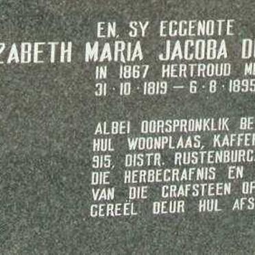 BREET Elizabeth Maria Jacoba previously JANSE VAN RENSBURG nee DU PLESSIS 1819-