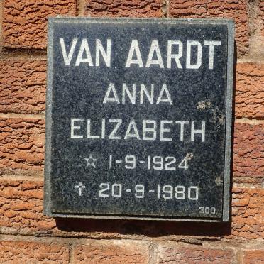 AARDT Anna Elizabeth, van 1924-1980