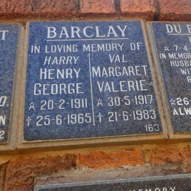 BARCLAY Henry George 1911-1965 &amp; Margaret Valerie 1917-1983