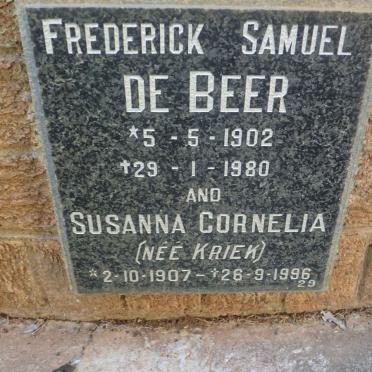 BEER Frederick Samuel, de 1902-1980 &amp; Susanna Cornelia KRIEK 1907-1996