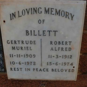 BILLETT Robert Alfred 1912-1974 &amp; Gertrude Muriel 1909-1972