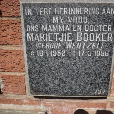 BOOKER Marietjie nee WENTZEL 1952-1996