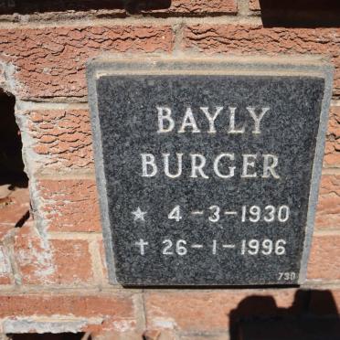 BURGER Bayly 1930-1996
