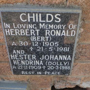 CHILDS Herbert Ronald 1905-1981 &amp; Hester Johanna Hendrina 1909-1988