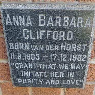 CLIFFORD Anna Barbara nee VAN DER HORST 1905-1962