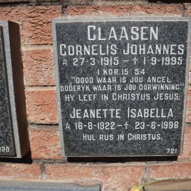 CLAASEN Cornelis Johannes 1915-1995 &amp; Jeanette Isabella 1922-1998