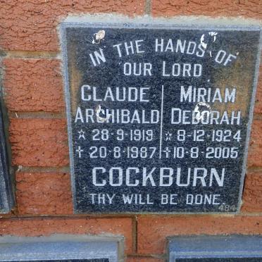COCKBURN Claude Archibald 1919-1987 &amp; Miriam Deborah 1924-2005