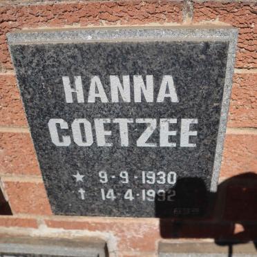 COETZEE Hanna 1930-1992