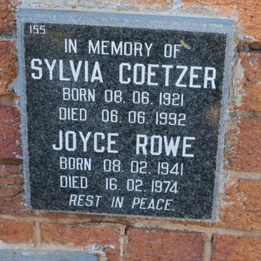 COETZER Sylvia 1921-1992 :: ROWE Joyce 1941-1974