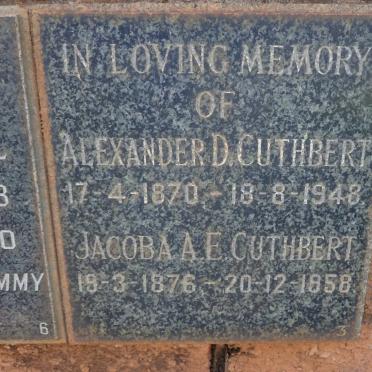 CUTHBERT Alexander D. 1870-1948 &amp; Jacoba A.E. 1876-1958