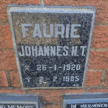 FAURIE Johannes N.T. 1920-1985