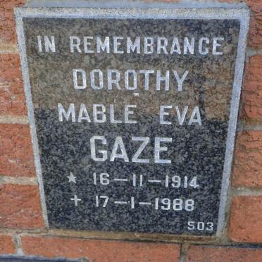 GAZE Dorothy Mable Eva 1914-1988