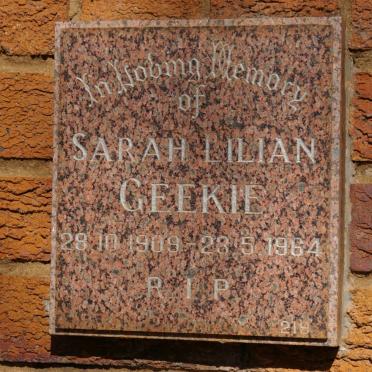GEEKIE Sarah Lilian 1909-1964