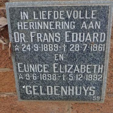 GELDENHUYS Frans Eduard 1889-1961 &amp; Eunice Elizabeth 1898-1992