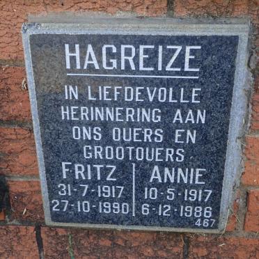 HAGREIZE Fritz 1917-1990 &amp; Annie 1917-1986