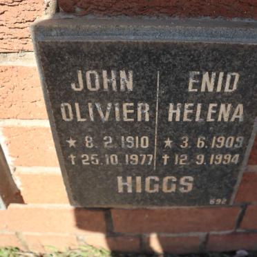 HIGGS John Olivier 1910-1977 &amp; Enid Helena 1909-1994