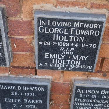 HOLTON George Edward 1889-1970 &amp; Emily May 1901-1978
