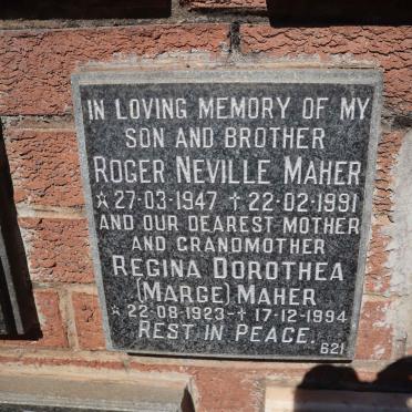 MAHER Roger Neville 1947-1991 :: MAHER Regina Dorothea 1923-1994