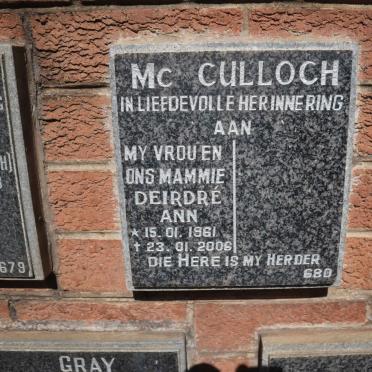 Mc CULLOCH Deirdré Ann 1961-2006