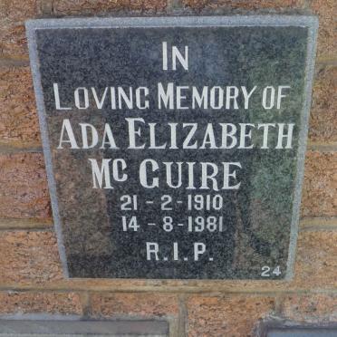MCGUIRE Ada Elizabeth 1910-1981