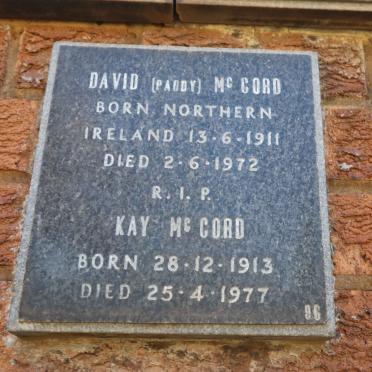 MCCORD David 1911-1972 &amp; Kay 1913-1977