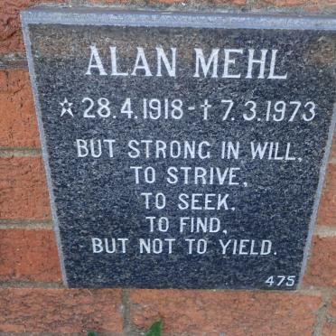 MEHL Alan 1918-1973