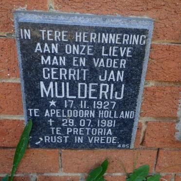 MULDERIJ Gerrit Jan 1927-1981