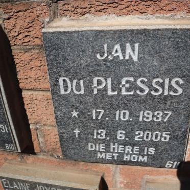 PLESSIS Jan, du 1937-2005