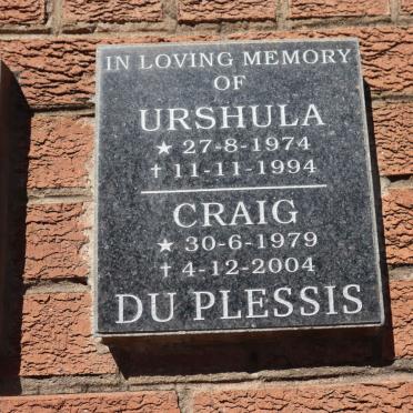 PLESSIS Urshula, du 1974-1994 :: DU PLESSIS Craig 1979-2004