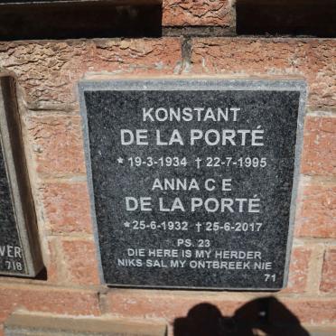 PORTE Konstant, de la 1934-1995 &amp; Anna C.E. 1932-2017