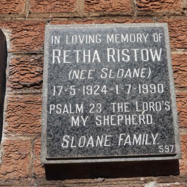 RISTOW Retha nee SLOANE 1924-1990