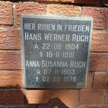 RUCH Hans Werner 1904-1991 &amp; Anna Susanna 1903-1976