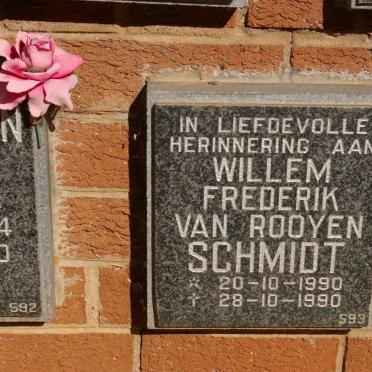 SCHMIDT Willem Frederik van Rooyen 1990-1990