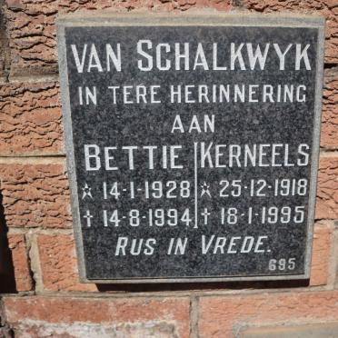 SCHALKWYK Kerneels, van 1918-1995 &amp; Bettie 1928-1994