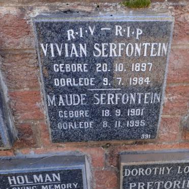 SERFONTEIN Vivian 1897-1984 &amp; Maude 1901-1995