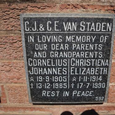 STADEN Cornelius Johannes, van 1905-1985 &amp; Christiena Elizabeth 1914-1990