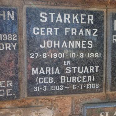STARKER Gert Franz Johannes 1901-1981 &amp; Maria Stuart BURGER 1903-1986