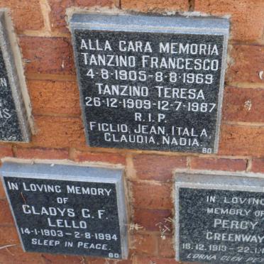 TANZINO Francesco 1905-1969 &amp; Teresa 1909-1987