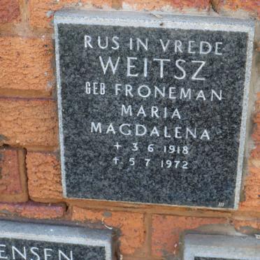 WEITSZ Maria Magdalena nee FRONEMAN 1918-1972