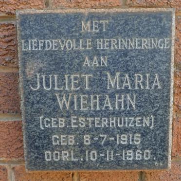 WIEHAHN Juliet Maria nee ESTERHUIZEN 1915-1960