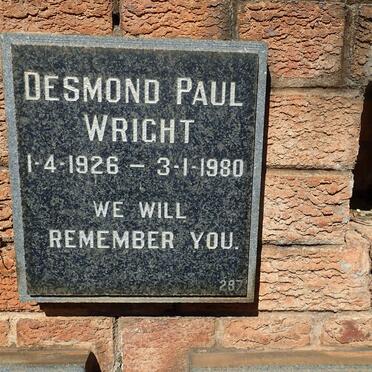 WRIGHT Desmond Paul 1926-1980