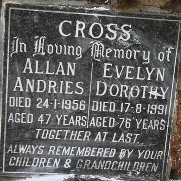 CROSS Allan Andries -1956 & Evelyn Dorothy -1991