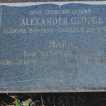 AUSTIN Alexander George 1892-1973 &amp; Mara VAN DER MERWE 1905-1945