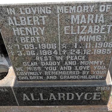 ALLARDYCE Albert Henry 1906-1984 & Maria Elizabeth 1908-1985