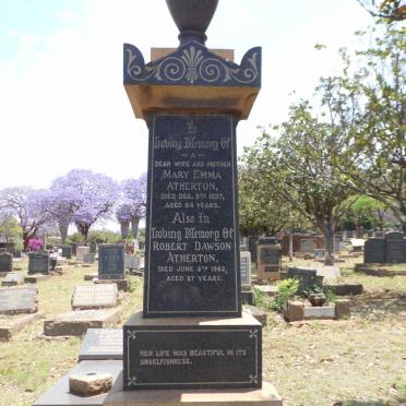 ATHERTON Robert Dawson -1962 &amp; Mary Emma -1937